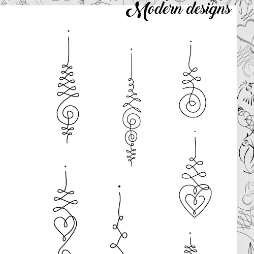Inside look of minimalist unalome tattoo stencils block