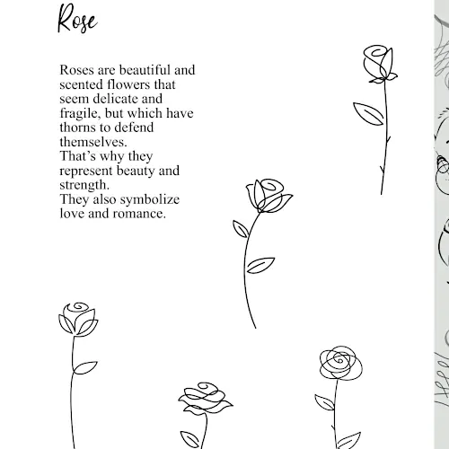 Inside look of minimalist floral tattoo stencils block