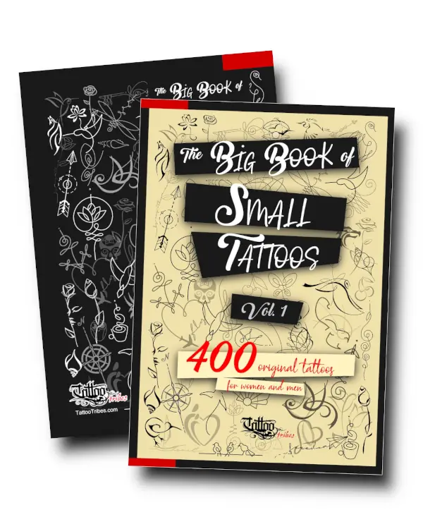 Front cover of Volume 1 e-book featuring delicate fine line flowers and minimalist micro tattoo lookbooks