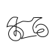 A stripped-down single-line blueprint of a bicycle, capturing its essential mechanical lines in a highly distinct micro layout.