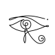 An Egyptian Eye of Horus protective amulet layout, featuring a single-line design in fine black ink.
