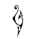 A Maori stylized Hei Matau fish hook layout, exhibiting a smooth flowing silhouette inspired by traditional Polynesian tattoos.