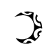 An elegant crescent moon arc illustration, capturing clean tribal curves with an understated aura of midnight peace.