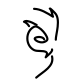 A pristine minimalist face and feather contour of an owl, serving as a crisp personal talisman with sharp intuition keywords.