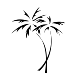 A streamlined micro ink design of a summer palm tree with fanning fronds, optimized as a discrete line art symbol for the side of a finger or ankle.