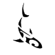 A tribal highly simplified shark outline, presenting an elegant personal statement of internal strength on a minimal canvas.