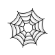 An iconic radiating spiderweb pattern with curved connecting threads, designed with heavy lines to contour naturally around round joints.