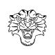 A simple yet bold visual outline of a roaring tiger's head, fitting beautifully on any discrete skin spot.