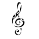 A tribal music treble clef notation icon, featuring sweeping curves that flow naturally along a thin outline.