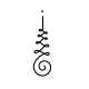 An elegant Buddhist Unalome icon showing precise vertical loops and straight paths, designed as a slender linear accent along the skin.